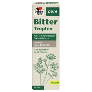 Abbildung der Produktverpackung Doppelherz pure Bitter Tropfen Frontansicht